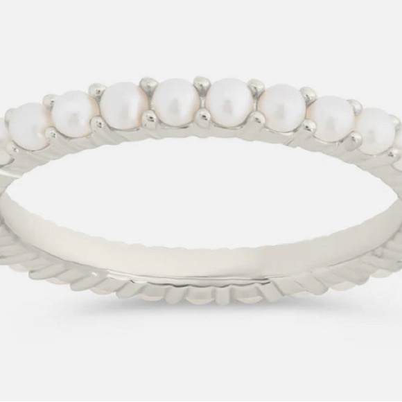 STERLING SILVER GIANNA PEARL ETERNITY RING - Picture 4 of 8